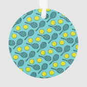 Tennis Ball Racquet Name Player Coach Yellow Aqua Ornament (achterkant)