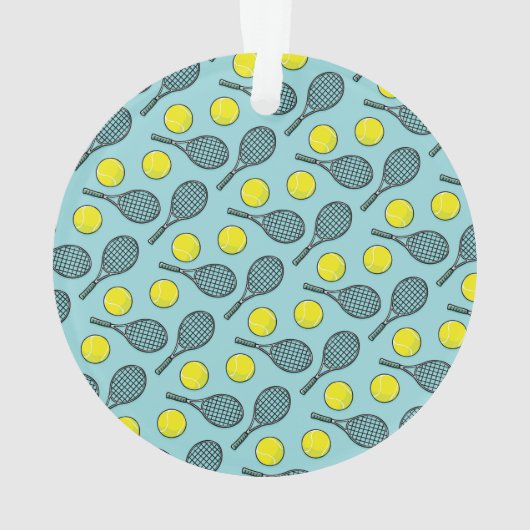 Tennis Ball Racquet Name Player Coach Yellow Aqua Ornament (achterkant)