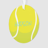Tennis Ball Racquet Name Player Coach Yellow Aqua Ornament (voorkant)