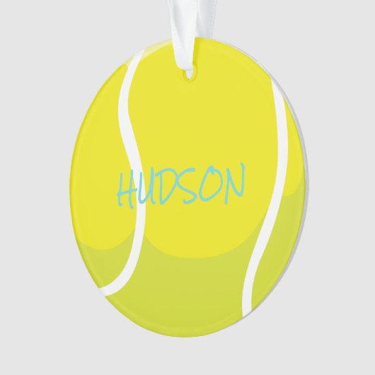 Tennis Ball Racquet Name Player Coach Yellow Aqua Ornament (voorkant)