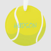 Tennis Ball Racquet Name Player Coach Yellow Aqua Ornament (voorkant)