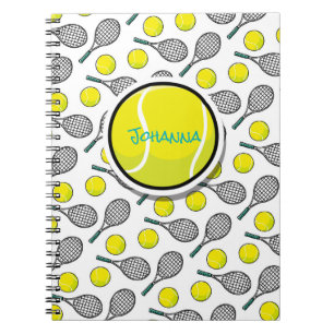 Tennis Ball Racquet Yellow White Aqua Black Notitieboek
