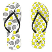 Tennis Ball Racquet Yellow White Black Sports Teenslippers (Voetbed)