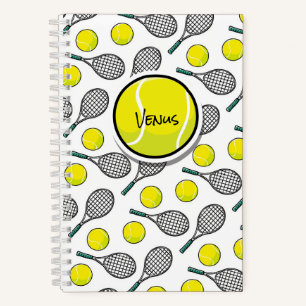 Tennis Ball Racquet Yellow White Sports NAME Notitieboek