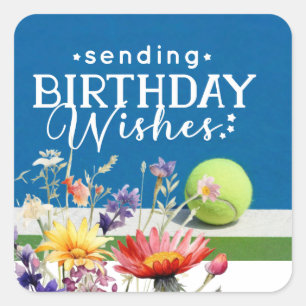 Tennis ball Sending Birthday Wish Vierkante Sticker