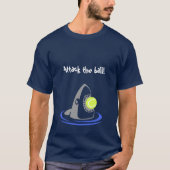 Tennis Ball Shark-aanval met tekst T-shirt (Voorkant)