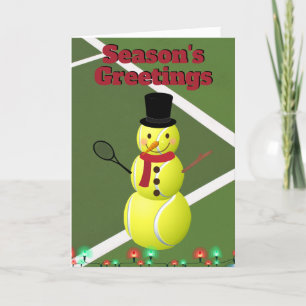 Tennis Ball Snowman en kerstfeestkaart Feestdagen Kaart