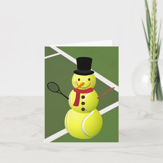 Tennis Ball Snowman en kerstfeestkaart Feestdagen Kaart (Voorkant)