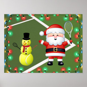 Tennis Ball Snowman en Kerstmis Poster