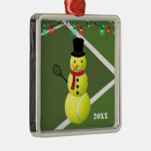 Tennis Ball Snowman Kerstmis Metalen Ornament (Rechts)