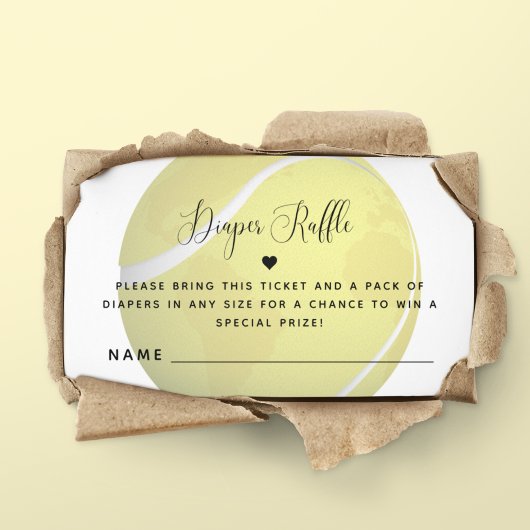 Tennis Ball Sport Theme Baby shower Diaper Raffle Informatiekaartje
