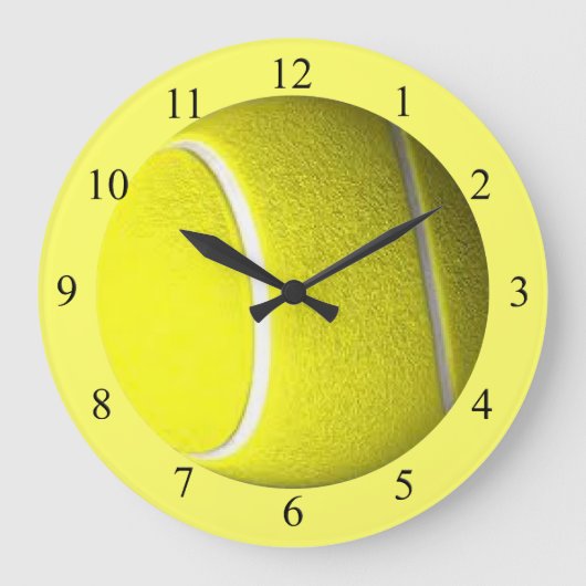 Tennis Ball Sport Wall Clock Black Numbers Grote Klok (Voorkant)