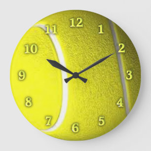 Tennis Ball Sport Wall Clock Yellow Numbers Grote Klok