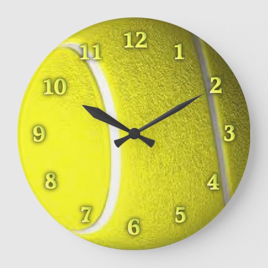 Tennis Ball Sport Wall Clock Yellow Numbers Grote Klok (Voorkant)