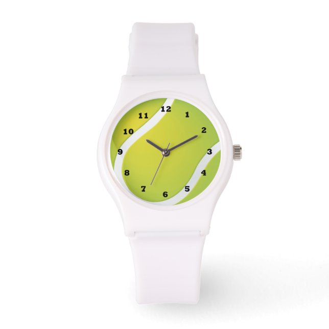 Tennis Ball-sport witte siliconenhorloge Horloge (Voorkant)