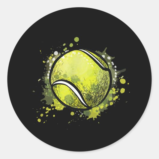Tennis Ball Sports and Tennis Lover Kerstmis Ronde Sticker (Voorkant)
