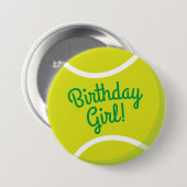 Tennis Ball Sports Party Birthday Girl Button (Voorkant /achterkant)