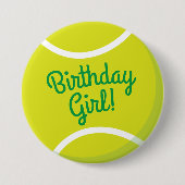 Tennis Ball Sports Party Birthday Girl Button (Voorkant)