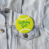 Tennis Ball Sports Party Birthday Girl Button (In situ)