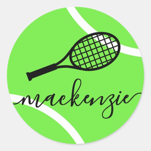 Tennis Ball Stickers Groene Gepersonaliseerde Naam (Voorkant)
