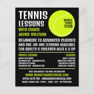 Tennis Ball, Tennis Lessen/Klassen Adverteren Flyer