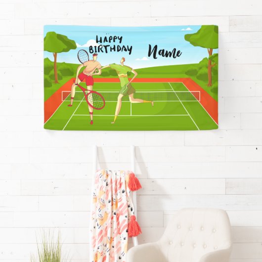 Tennis Ball voor Tennis Player Birthday Party Spandoek (Insitu)