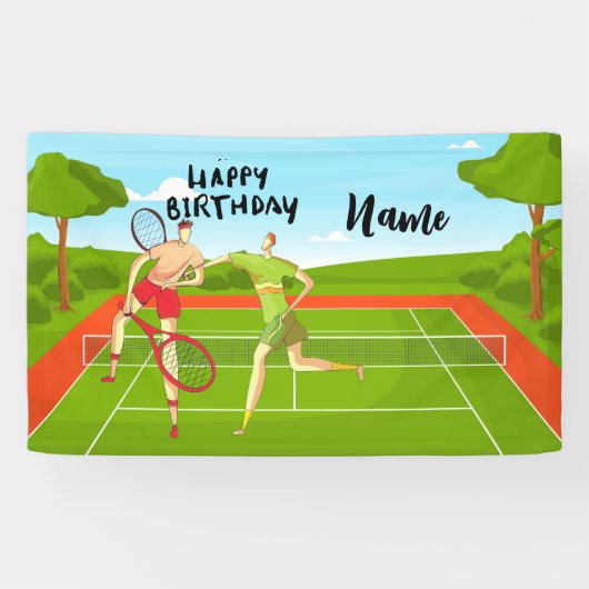 Tennis Ball voor Tennis Player Birthday Party Spandoek (Horizontaal)