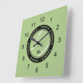 Tennis Ball Wall Clock Black Accents Vierkante Klok (Hoek)