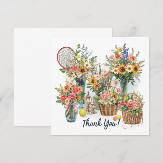 Tennis ball with flowers from tennis player  bedankkaart (Voorkant / Achterkant)