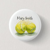 Tennis ball with your name ronde button 3,2 cm (Voorkant)