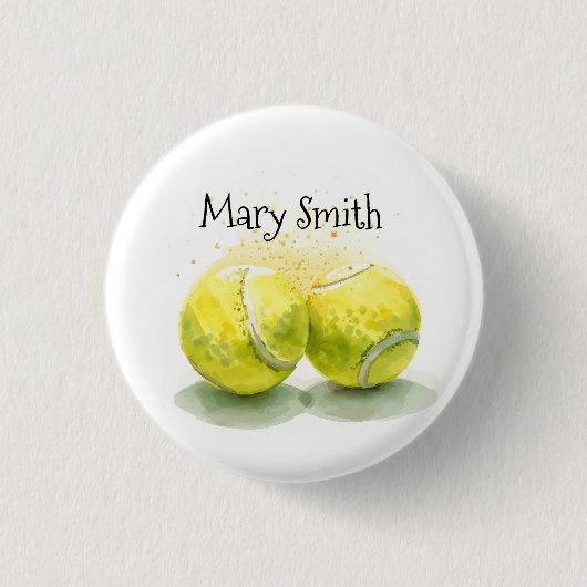 Tennis ball with your name ronde button 3,2 cm (Voorkant)