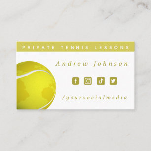 Tennis Ball World Planet Coach Social Media Yellow Visitekaartje