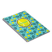 Tennis Ball Yellow White Turquoise Blue Black Name Notitieboek (Rechterzijde)