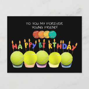 Tennis ballon met gelukkige verjaardag briefkaart