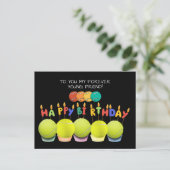 Tennis ballon met gelukkige verjaardag briefkaart (Staand voorkant)