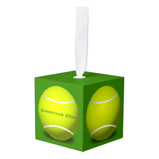 Tennis Balls Design Cube Ornament (Voorkant hoekig)