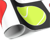 Tennis Balls en hart, zwart en wit, gecheckt Cadeaupapier (Rol Hoek)