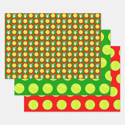 Tennis Balls en Santa Red en Green Kerstmis Inpakpapier Vel (Set)