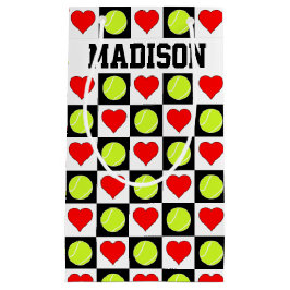 Tennis Balls & Hearts Custom Player of Team Name Klein Cadeauzakje