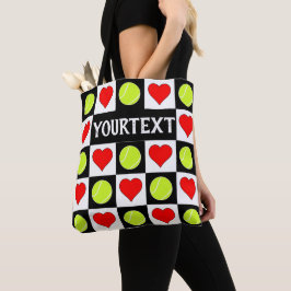 Tennis Balls & Hearts Custom Tennis Team Sports Tote Bag