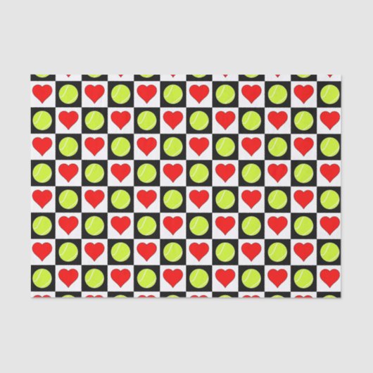 Tennis Balls & Hearts Patroonpapier Tissuepapier (Voorkant)