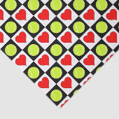 Tennis Balls & Hearts Patroonpapier Tissuepapier (Detail)