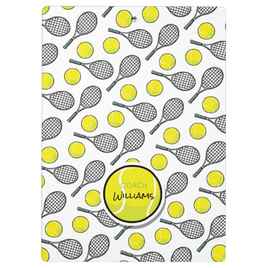 Tennis Balls Racquet Coach NAME Klembord (Achterkant)