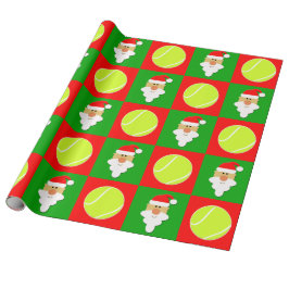 Tennis Balls & Santa Tennis Player Kerstmis Cadeaupapier