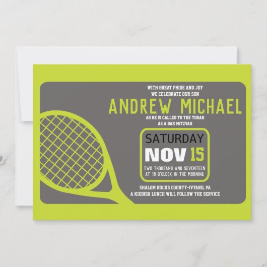 TENNIS Bar Mitzvah Uitnodiging (Voorkant)