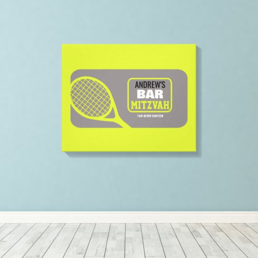 TENNIS Bat Bar Mitzvah Aanmelden Geheugenbord Canvas Afdruk (Insitu (Houten vloer))