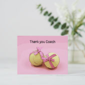 Tennis Bedankt coach tennisbal roze lint Briefkaart (Staand voorkant)