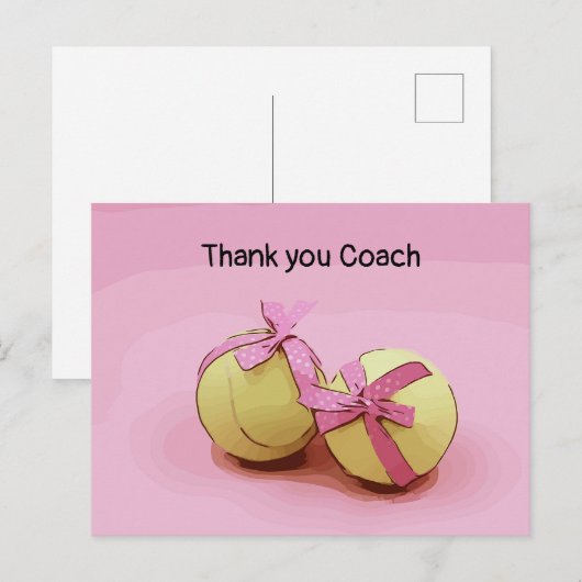 Tennis Bedankt coach tennisbal roze lint Briefkaart (Voorkant / Achterkant)