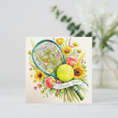 Tennis bedankt dat je waterverf voor racket en bal (Staand voorkant)