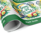 Tennis Bedankt feest met racket en bal Cadeaupapier (Rol Hoek)